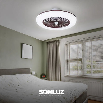 Lámpara de Techo Led con Ventilador 85w Redondo 3 Tonos de Luz Atenuable con control remoto SomLuz