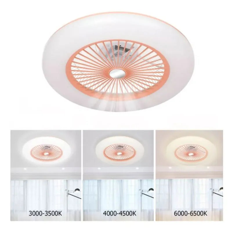 Lámpara de Techo Led con Ventilador 85w Redondo 3 Tonos de Luz Atenuable con control remoto SomLuz