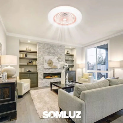 Lámpara de Techo Led con Ventilador 85w Redondo 3 Tonos de Luz Atenuable con control remoto SomLuz