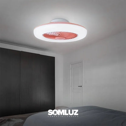 Lámpara de Techo Led con Ventilador 85w Redondo 3 Tonos de Luz Atenuable con control remoto SomLuz