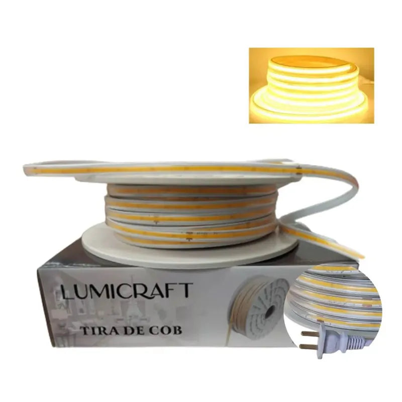 Manguera Led COB 127v Luz Cálida o Luz Blanca 25m IP65 Exterior Lumicraft