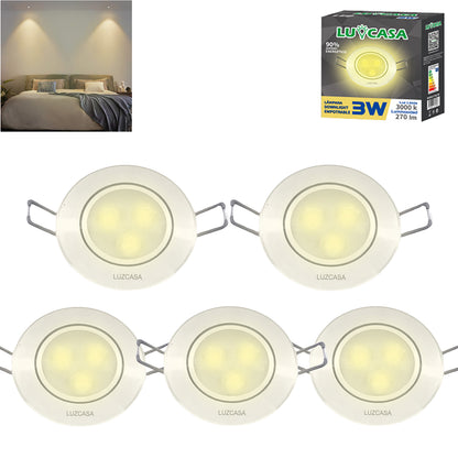Empotrado Plafon Led 3w Spot Dirigible Satinado Plateado Luz Calida o Blanco - THLB3W & THLC3W
