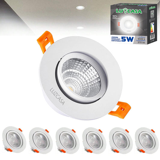 Empotrado Spot Led Dirigible 5w Luz Blanca Fría 6500k 10 Pzs - THSB5W