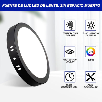 Lampara De Sobreponer Led 12w 5 Piezas Luminaria Plafón Foco Negro - MZMBYB12WNG