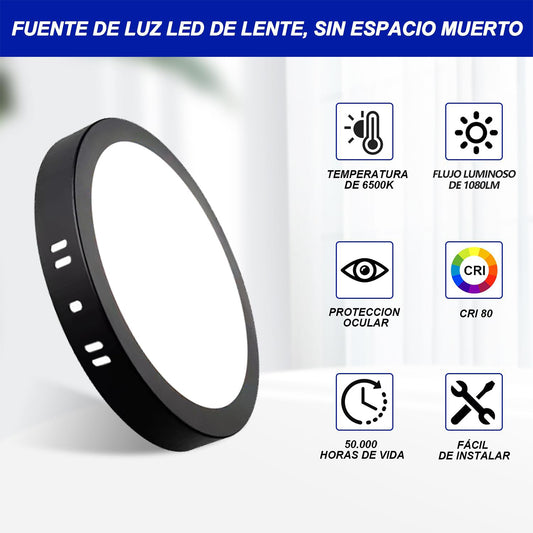 Lampara De Sobreponer Led 12w 5 Piezas Luminaria Plafón Foco Negro - MZMBYB12WNG