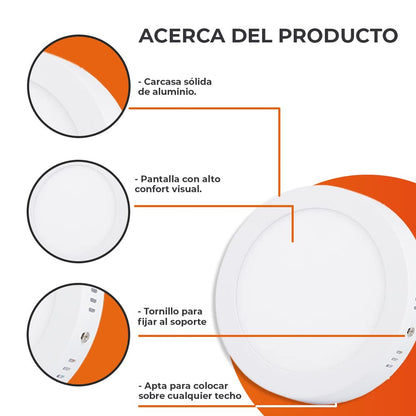 Lampara De Sobreponer Panel Led 12w Cuadrado Luz Blanca Fría - MZMBYB12W