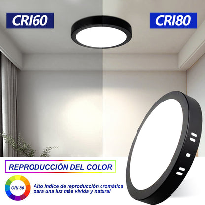 Lampara De Sobreponer Led 12w 5 Piezas Luminaria Plafón Foco Negro - MZMBYB12WNG
