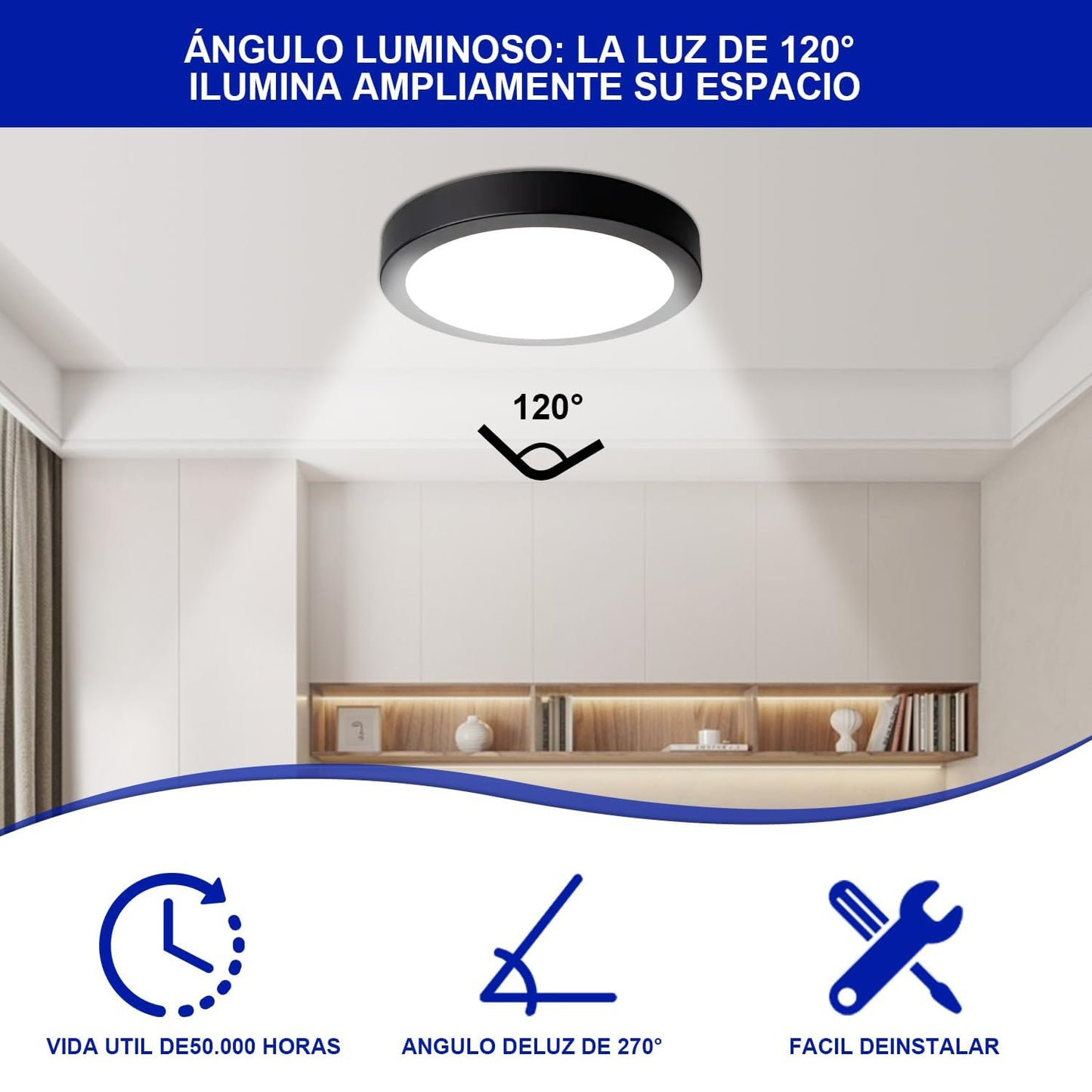 Lampara De Sobreponer Led 12w 5 Piezas Luminaria Plafón Foco Negro - MZMBYB12WNG
