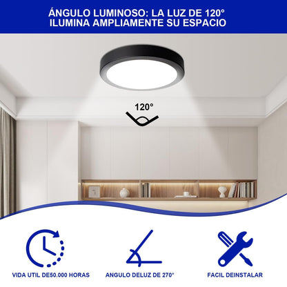 Lampara De Sobreponer Led 12w 5 Piezas Luminaria Plafón Foco Negro - MZMBYB12WNG