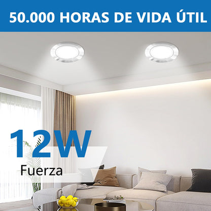 12W Empotrado Plafon Led Spot Dirigible Satinado Plateado Luz Calida o Blanco - THLB12W & THLC12W