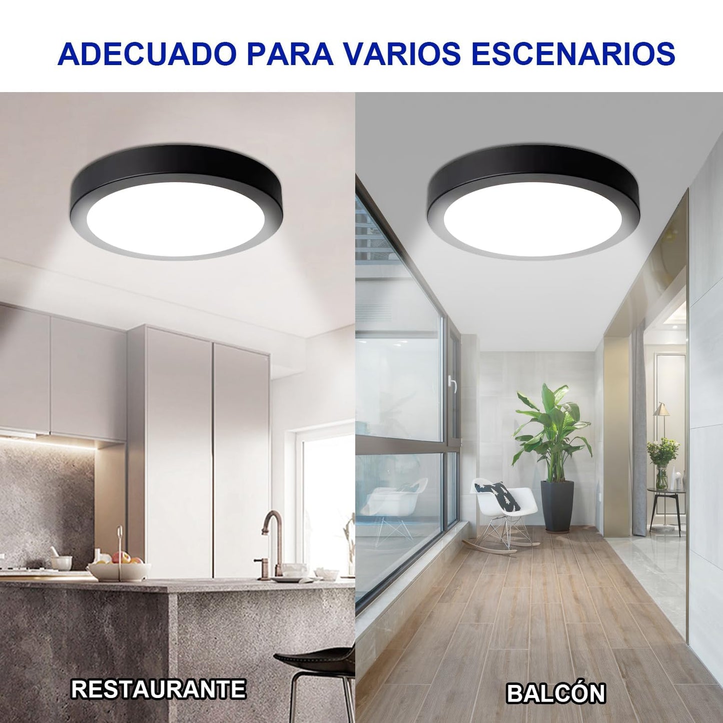 Lampara De Sobreponer Led 12w 5 Piezas Luminaria Plafón Foco Negro - MZMBYB12WNG